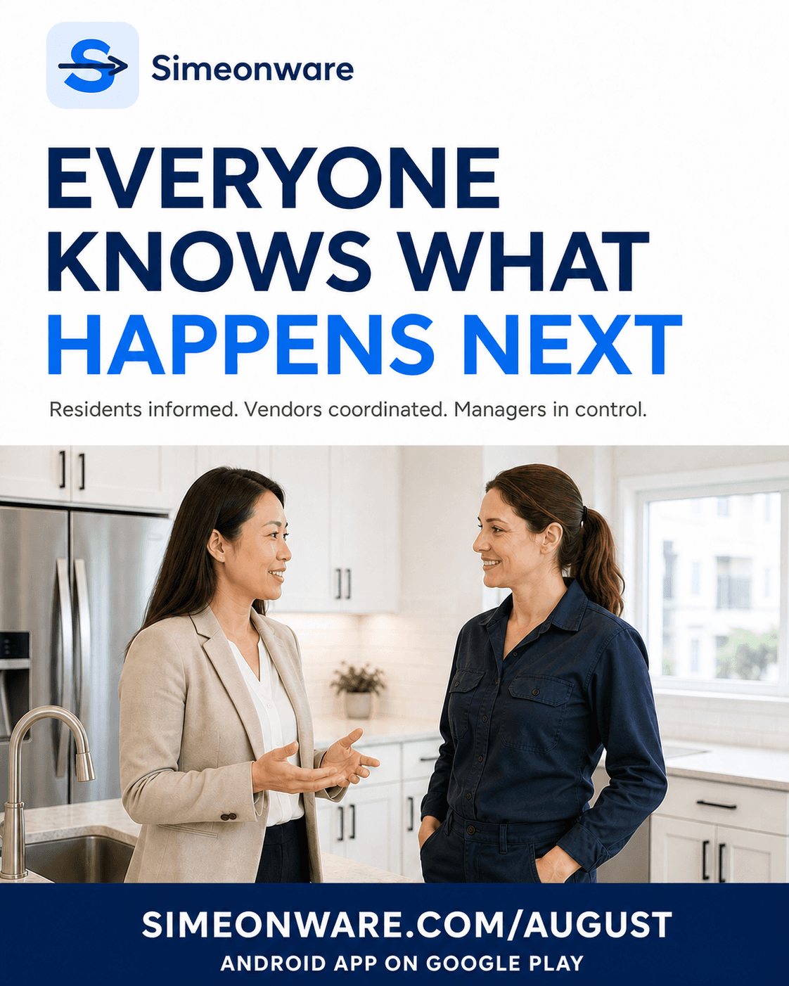 A property manager and maintenance professional coordinating the next step